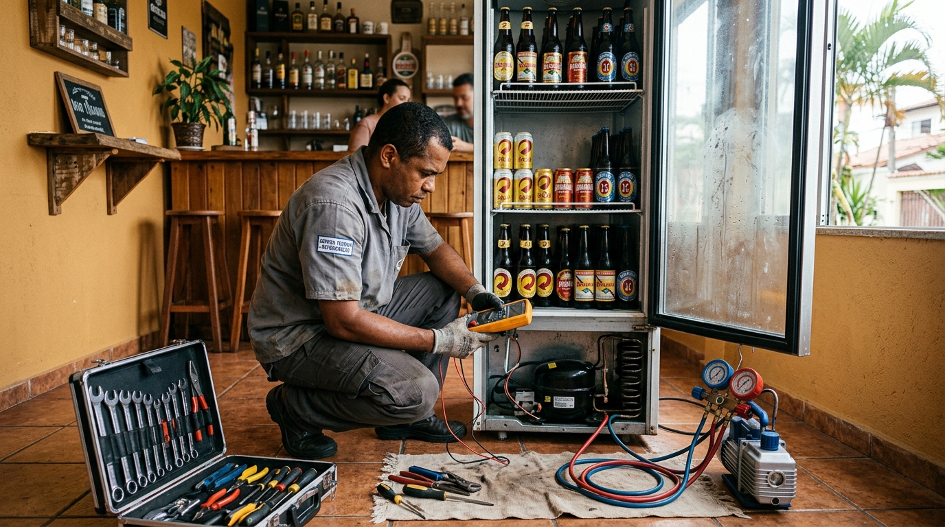 Substituição do termostato de uma cervejeira em Osasco‑SP